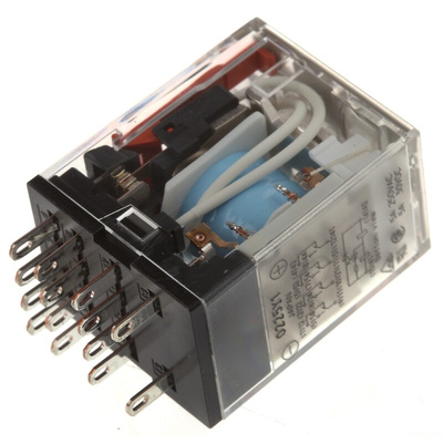 Omron Plug In Power Relay, 12V dc Coil, 5A Switching Current, 4PDT