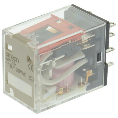 Omron Plug In Power Relay, 120V ac Coil, 10A Switching Current, DPDT