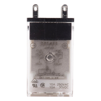 Omron Plug In Power Relay, 12V dc Coil, 5A Switching Current, DPDT