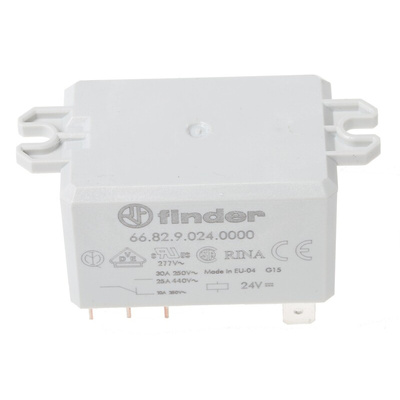 Finder Flange Mount Power Relay, 24V dc Coil, 30A Switching Current, DPDT