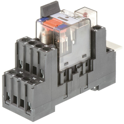 TE Connectivity DIN Rail Power Relay, 24V dc Coil, 12A Switching Current, DPDT