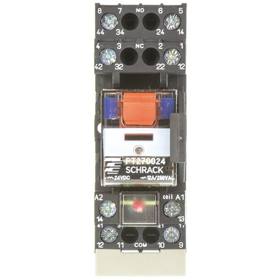 TE Connectivity DIN Rail Power Relay, 24V dc Coil, 12A Switching Current, DPDT