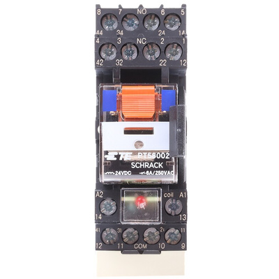 TE Connectivity DIN Rail Power Relay, 24V dc Coil, 6A Switching Current, 4PDT