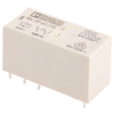 Phoenix Contact PCB Mount Power Relay, 24V dc Coil, 10A Switching Current, DPDT