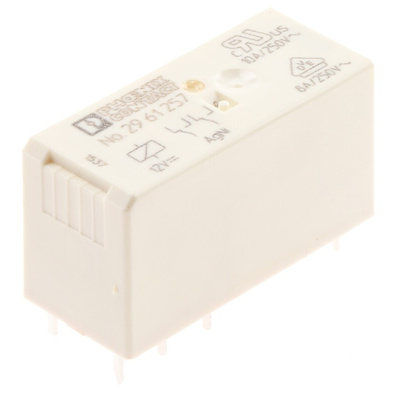 Phoenix Contact PCB Mount Power Relay, 12V dc Coil, 8A Switching Current, DPDT