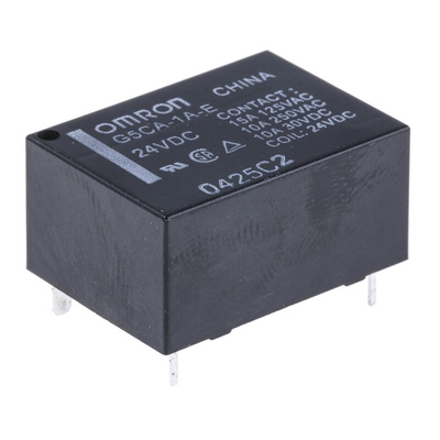 Omron PCB Mount Power Relay, 24V dc Coil, 15A Switching Current, SPST