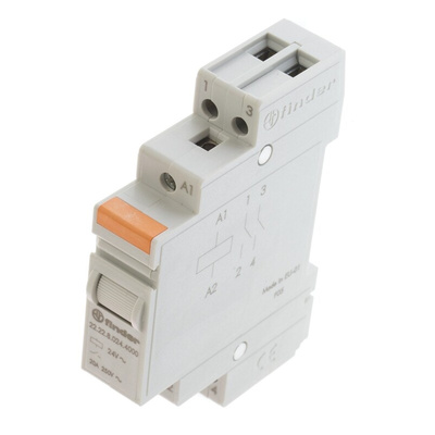 Finder DIN Rail Power Relay, 24V ac Coil, 20A Switching Current, DPST