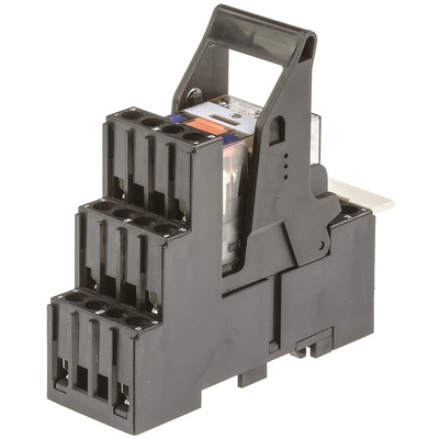 TE Connectivity DIN Rail Power Relay, 24V dc Coil, 12A Switching Current, DPDT