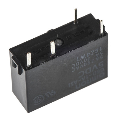 Omron PCB Mount Power Relay, 5V dc Coil, 5A Switching Current, SPST