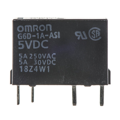Omron PCB Mount Power Relay, 5V dc Coil, 5A Switching Current, SPST