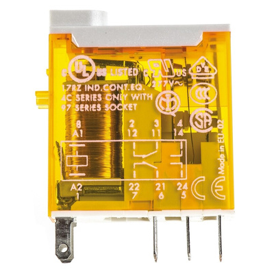Finder Plug In Power Relay, 24V ac Coil, 8A Switching Current, DPDT
