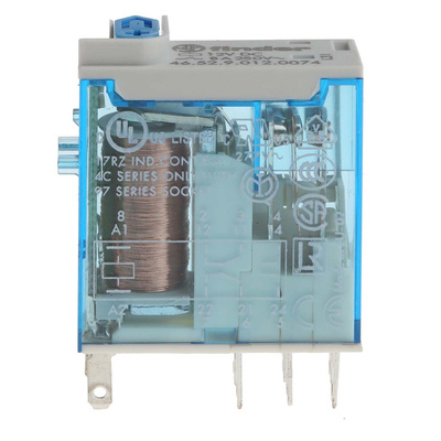 Finder PCB Mount Power Relay, 12V dc Coil, 8A Switching Current, DPDT