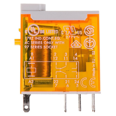 Finder PCB Mount Power Relay, 24V ac Coil, 8A Switching Current, DPDT