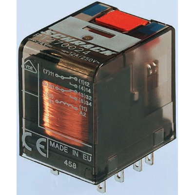 TE Connectivity PCB Mount Power Relay, 24V dc Coil, 10A Switching Current, 3PDT