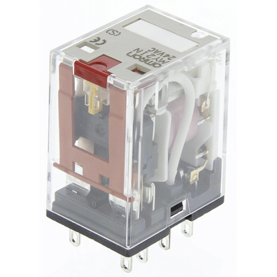 Omron Plug In Power Relay, 24V ac Coil, 10A Switching Current, DPDT