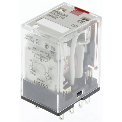 Omron Plug In Power Relay, 24V ac Coil, 10A Switching Current, DPDT