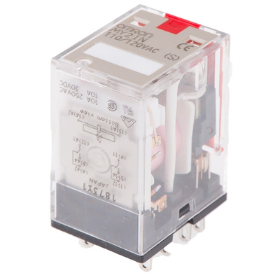 Omron Plug In Power Relay, 120V ac Coil, 10A Switching Current, DPDT