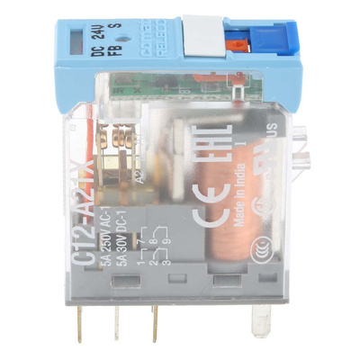 Releco PCB Mount Power Relay, 24V dc Coil, 5A Switching Current, DPDT