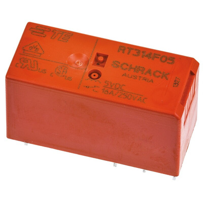 TE Connectivity PCB Mount Latching Power Relay, 5V dc Coil, 16A Switching Current, SPDT