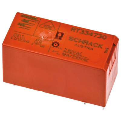 TE Connectivity PCB Mount Power Relay, 230V ac Coil, 16A Switching Current, SPST