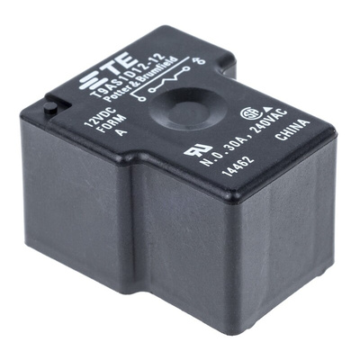 TE Connectivity PCB Mount Power Relay, 12V dc Coil, 30A Switching Current, SPST