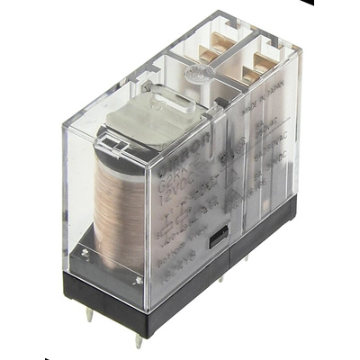 Omron PCB Mount Latching Power Relay, 12V dc Coil, 5A Switching Current, DPDT