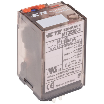 TE Connectivity Plug In Power Relay, 24V dc Coil, 10A Switching Current, 3PDT