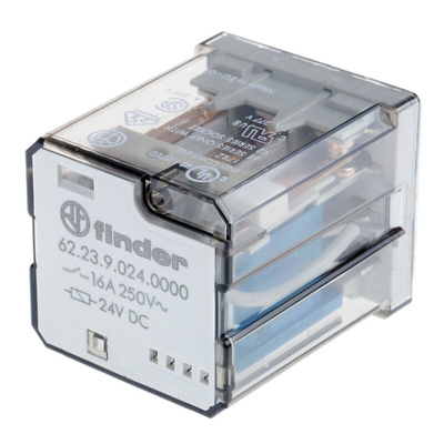 Finder PCB Mount Power Relay, 24V dc Coil, 16A Switching Current, 3PDT