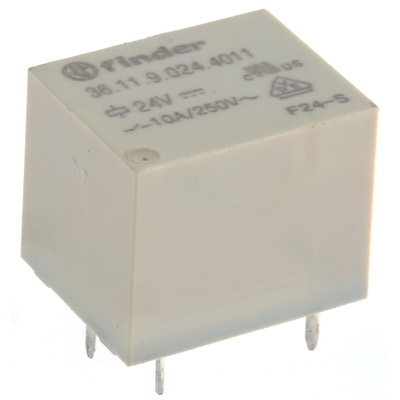Finder PCB Mount Power Relay, 24V dc Coil, 10A Switching Current, SPDT