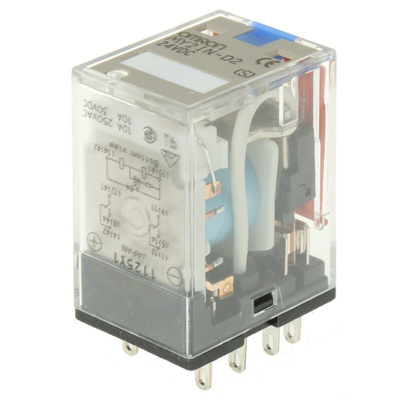 Omron Plug In Power Relay, 24V dc Coil, 10A Switching Current, DPDT