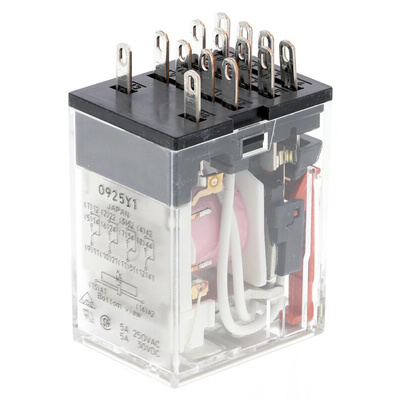 Omron Plug In Power Relay, 24V ac Coil, 5A Switching Current, 4PDT