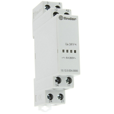 Finder DIN Rail Power Relay, 24V ac/dc Coil, 8A Switching Current, SPDT
