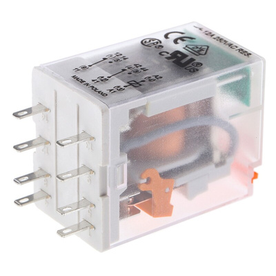 Relpol Plug In Power Relay, 24V ac Coil, 12A Switching Current, DPDT