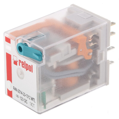 Relpol Plug In Power Relay, 12V dc Coil, 6A Switching Current, 4PDT