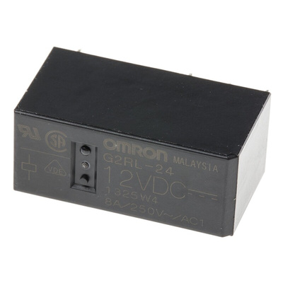 Omron PCB Mount Power Relay, 12V dc Coil, 8A Switching Current, DPDT