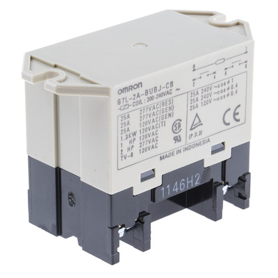 Omron Panel Mount Power Relay, 240V ac Coil, 25A Switching Current, DPST