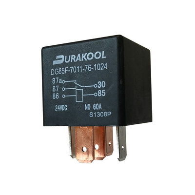 Durakool Plug In Power Relay, 24V dc Coil, 60A Switching Current, SPDT