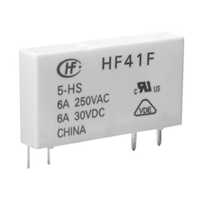 Hongfa Europe GMBH PCB Mount Power Relay, 12V dc Coil, 6A Switching Current, SPDT