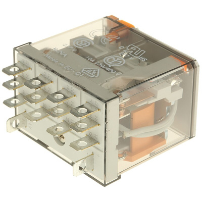 Finder Plug In Power Relay, 110V ac Coil, 12A Switching Current, 4PDT