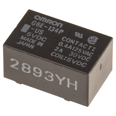 Omron PCB Mount Power Relay, 5V dc Coil, 3A Switching Current, SPDT