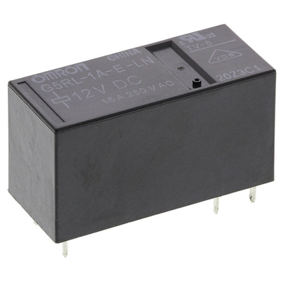 Omron PCB Mount Power Relay, 12V dc Coil, 16A Switching Current, SPST