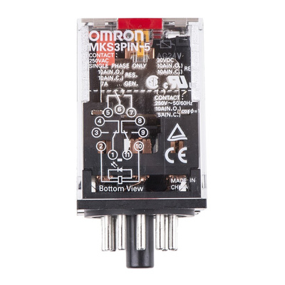 Omron PCB Mount Power Relay, 24V ac Coil, 10A Switching Current, 3PDT