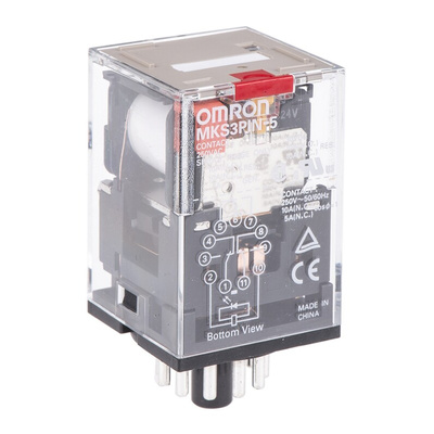 Omron PCB Mount Power Relay, 24V ac Coil, 10A Switching Current, 3PDT