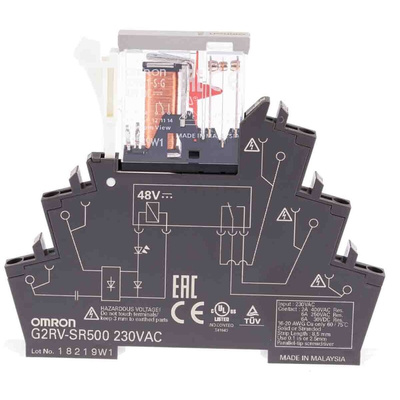 Omron DIN Rail Power Relay, 230V ac Coil, 6A Switching Current, SPDT
