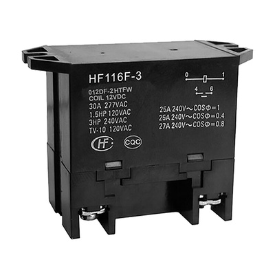 Hongfa Europe GMBH Flange Mount Power Relay, 12V dc Coil, 25A Switching Current, DPST