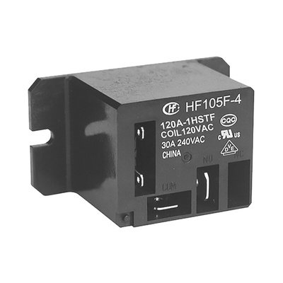 Hongfa Europe GMBH Flange Mount Power Relay, 120V ac Coil, 40A Switching Current, SPST