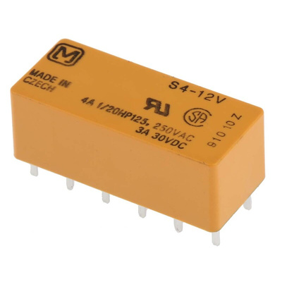 Panasonic PCB Mount Power Relay, 12V dc Coil, 3A Switching Current, 4PST-NO