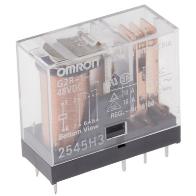 Omron PCB Mount Power Relay, 48V dc Coil, 16A Switching Current, SPDT