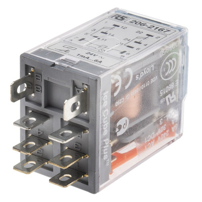Releco PCB Mount Power Relay, 24V ac Coil, 6A Switching Current, DPDT