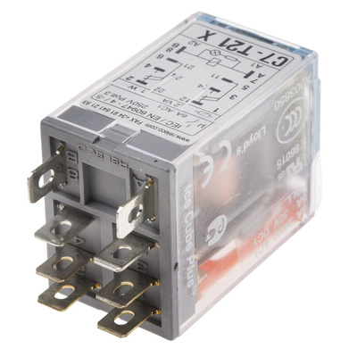 Releco PCB Mount Power Relay, 230V ac Coil, 6A Switching Current, DPDT